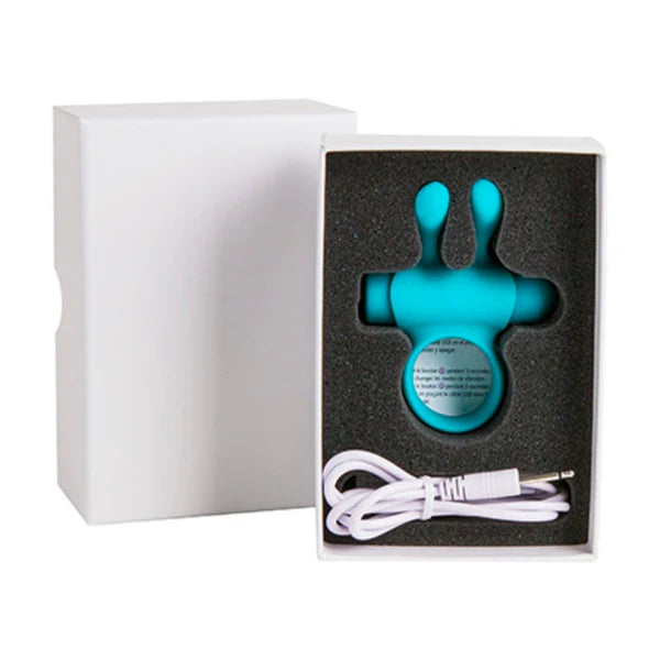 Pleasures Rabbit Cock Ring Vibrator Turquoise