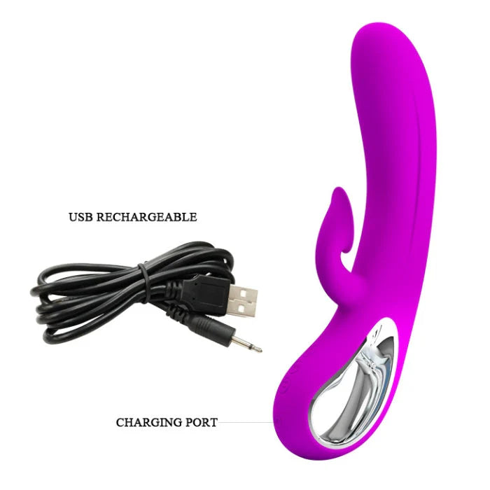 Pretty Love Nicola Rabbit Vibrator & Clitoral Sucker - Pink